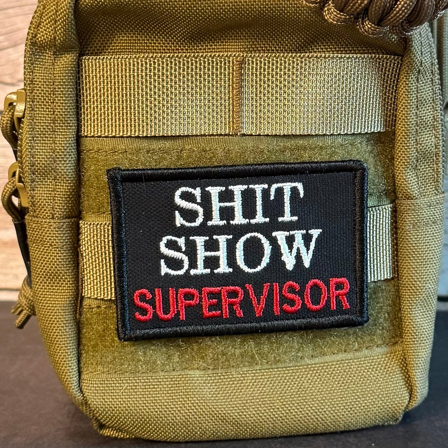 Shit Show Supervisor Funny Morale Patch, 2x3" | Made in USA | VELCRO® Brand Hook Backing