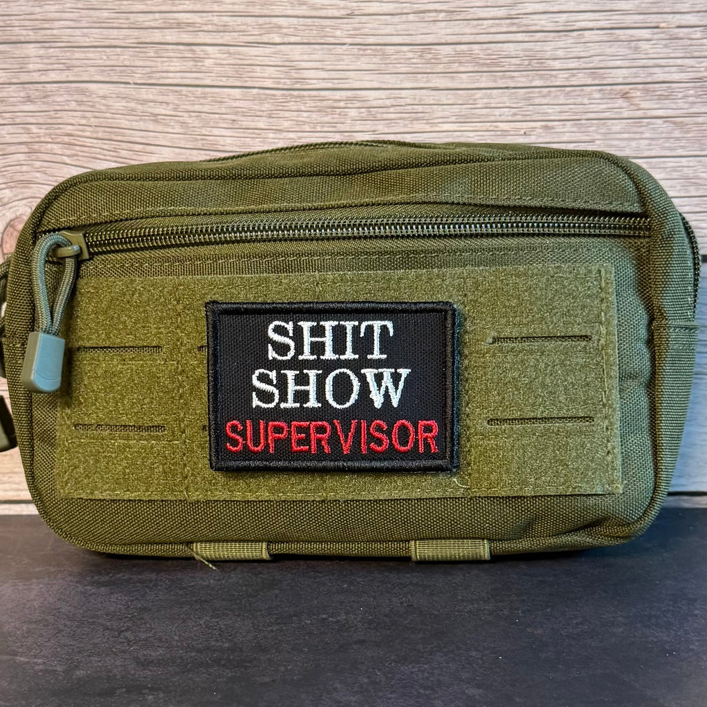 Shit Show Supervisor Funny Morale Patch, 2x3" | Made in USA | VELCRO® Brand Hook Backing