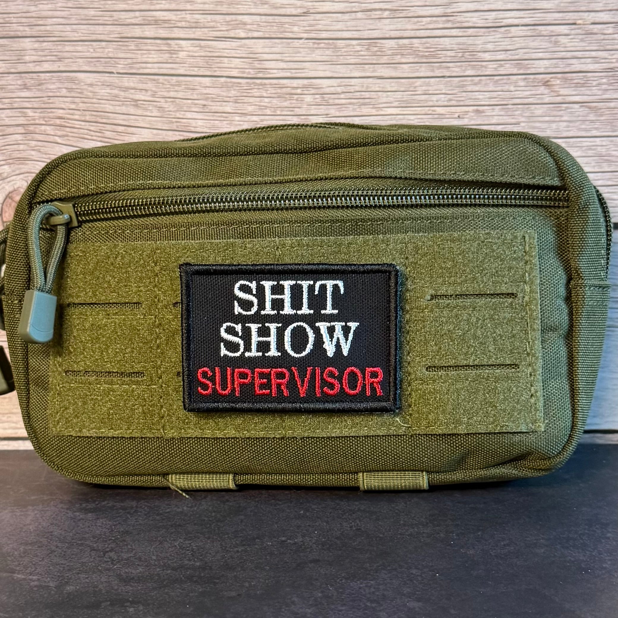 Shit Show Supervisor Funny Morale Patch, 2x3" | Made in USA | VELCRO® Brand Hook Backing