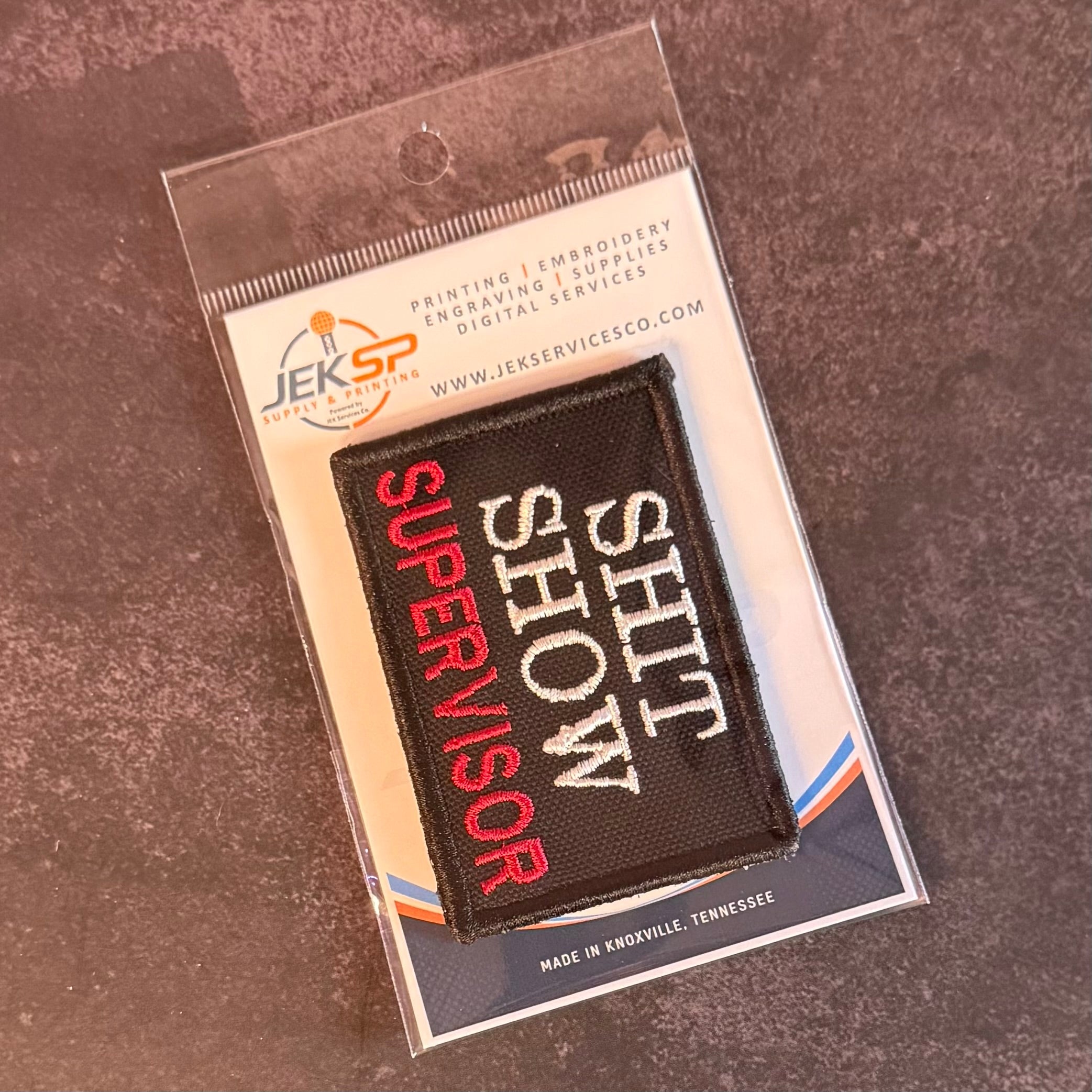 Shit Show Supervisor Funny Morale Patch, 2x3" | Made in USA | VELCRO® Brand Hook Backing
