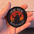 Pew Pew Madafakas Funny Cat Morale Patch, 3" Round | Made in USA | VELCRO® Brand Hook Backing