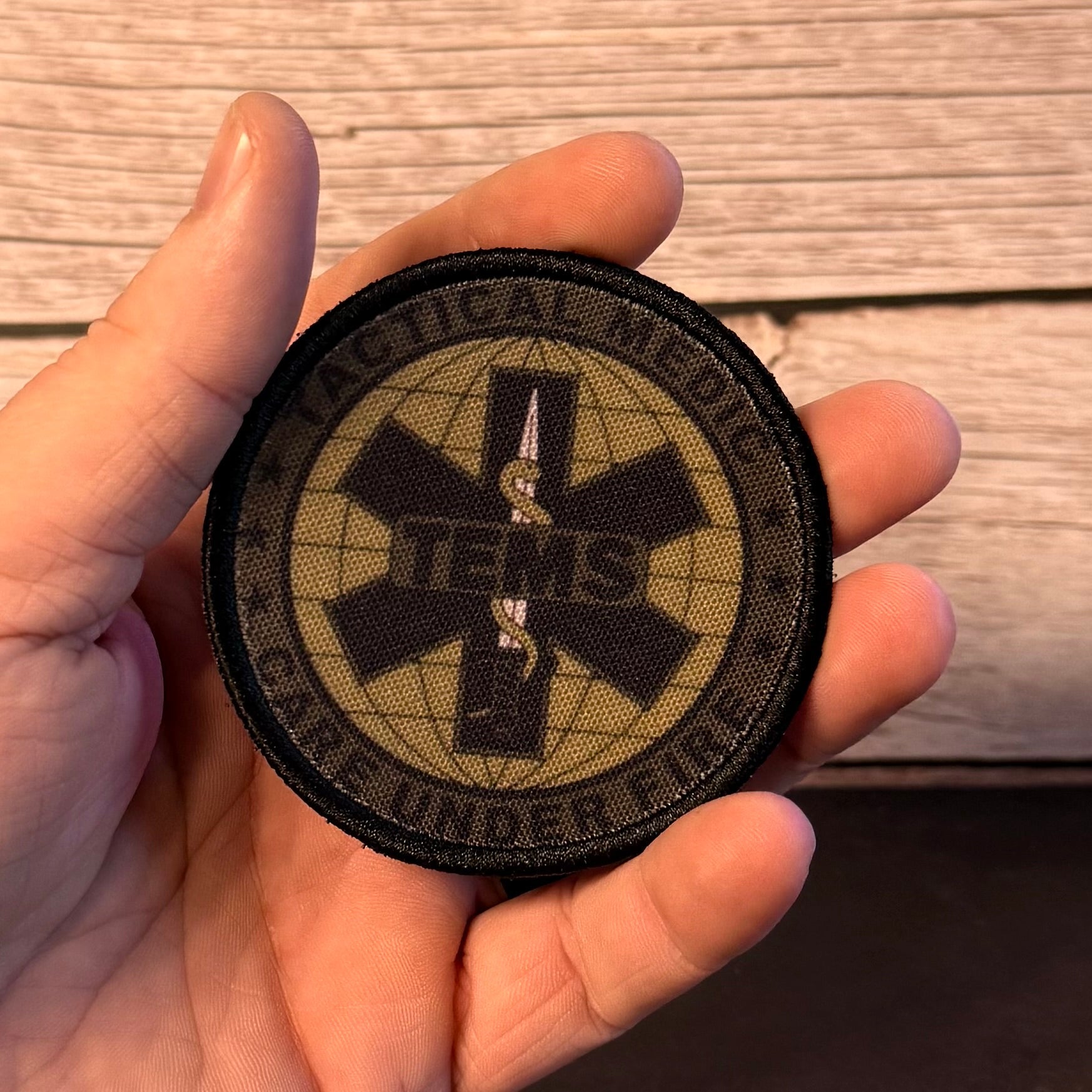Tactical Medic TEMS Morale Patch, Care Under Fire, 3" Round | Made in USA | VELCRO® Brand Hook Backing