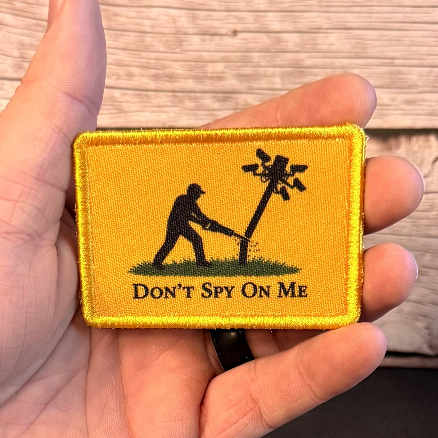 Don't Spy On Me, Anti-Flock Cameras Funny Morale Patch, 2x3" | Made in USA | VELCRO® Brand Hook Backing