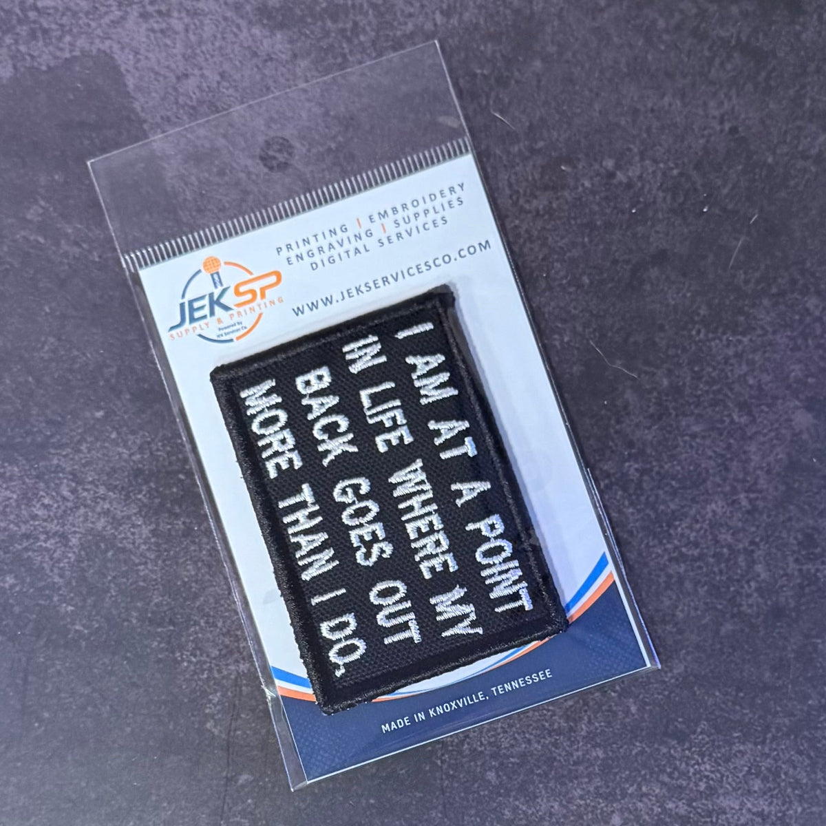 My Back Goes Out More Than I Do Funny Morale Patch | Made in USA | VELCRO® Brand Hook Backing