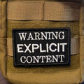 Explicit Content Warning Funny Morale Patch | Made in USA | VELCRO® Brand Hook Backing