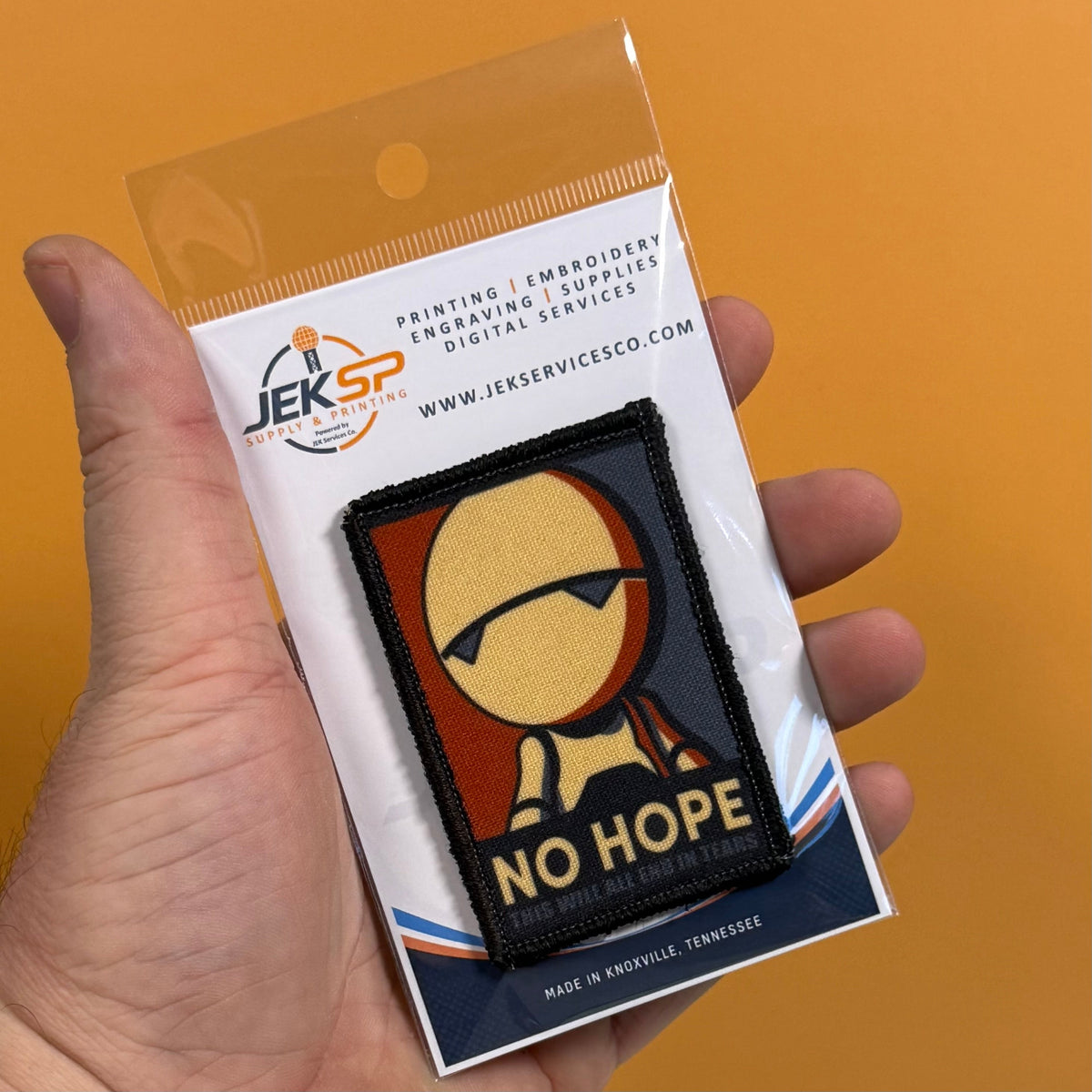 No Hope Meme Funny Morale Patch, Hitchhiker's Guide | Made in USA | VELCRO® Brand Hook Backing