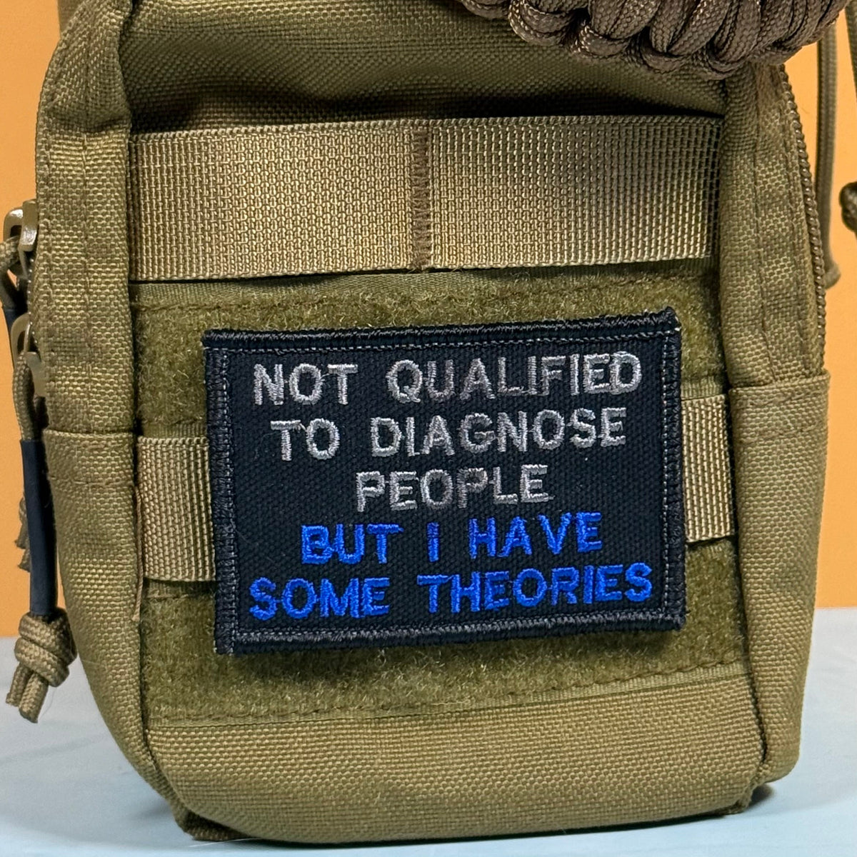 Not Qualified to Diagnose People, But I Have Theories Funny Morale Patch | Made in USA | VELCRO® Brand Hook Backing