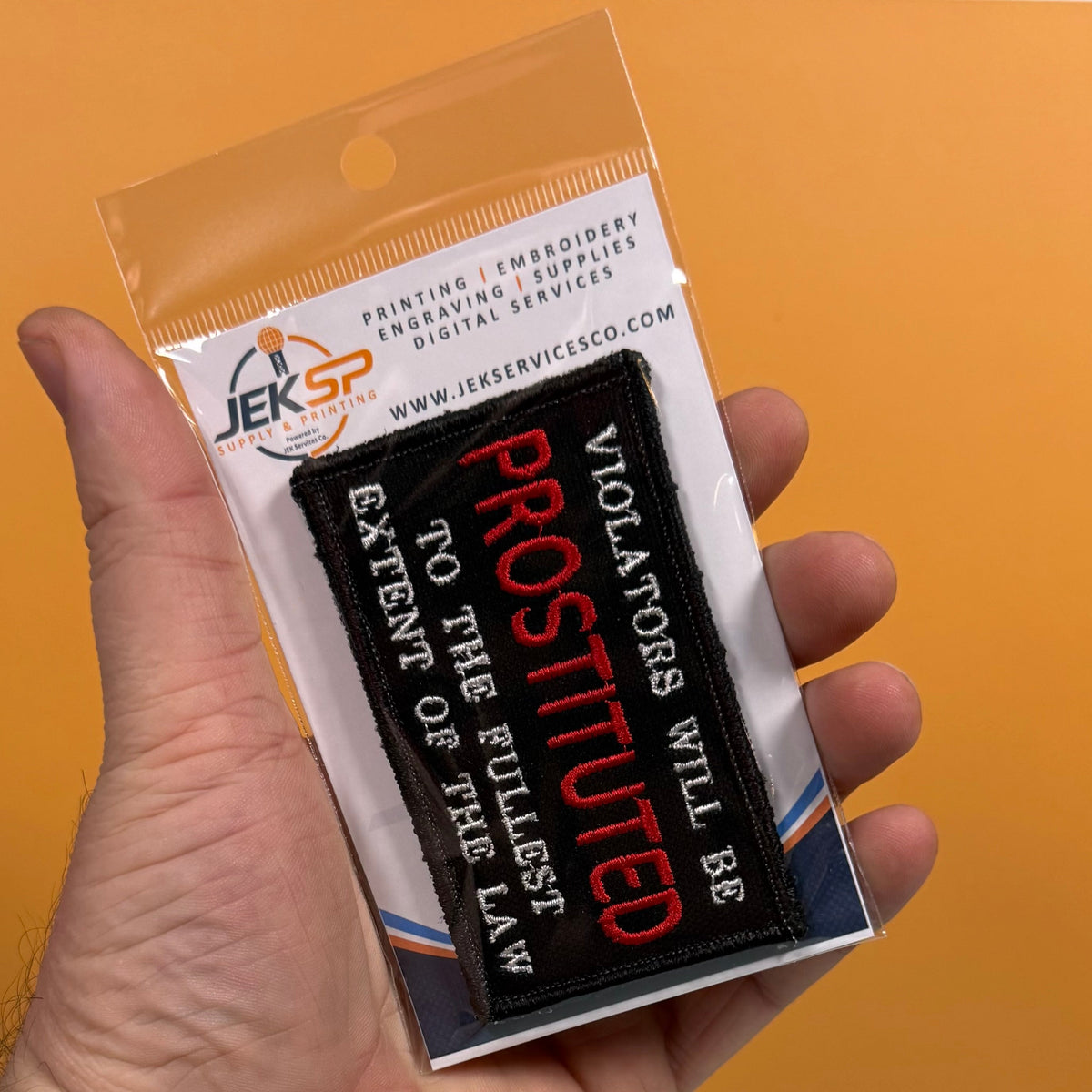 Violators Will Be Prostituted Funny Morale Patch, 2x3.5" | Made in USA | VELCRO® Brand Hook Backing