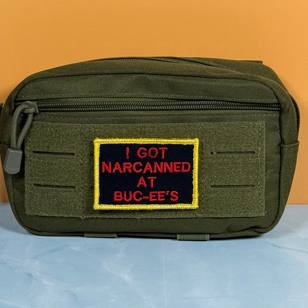 I Got Narcanned At Buc-ee's Funny Morale Patch, 2x3" | Made in USA | VELCRO® Brand Hook Backing