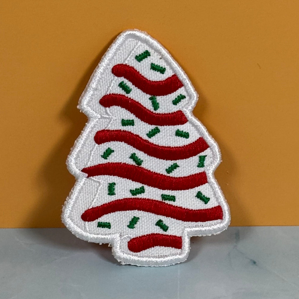 Christmas Tree Cake Funny Morale Patch | Made in USA | VELCRO® Brand Hook Backing