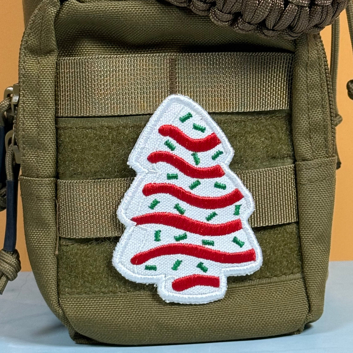 Christmas Tree Cake Funny Morale Patch | Made in USA | VELCRO® Brand Hook Backing