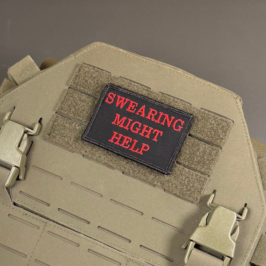 Swearing Might Help Funny Morale Patch, 2x3" | Made in USA | VELCRO® Brand Hook Backing