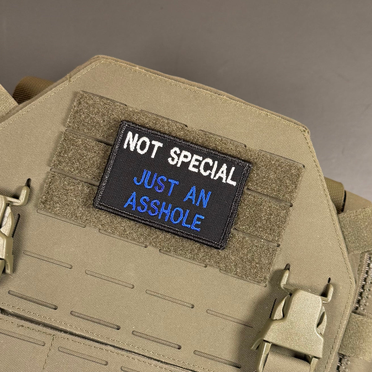 Not Special, Just An Asshole Funny Morale Patch, 2x3" | Made in USA | VELCRO® Brand Hook Backing