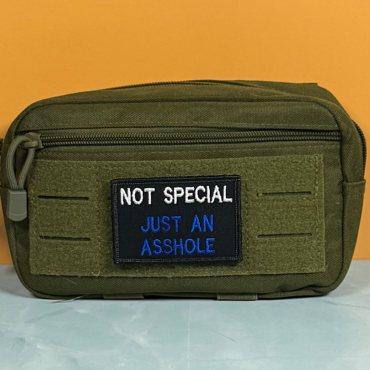 Not Special, Just An Asshole Funny Morale Patch, 2x3" | Made in USA | VELCRO® Brand Hook Backing