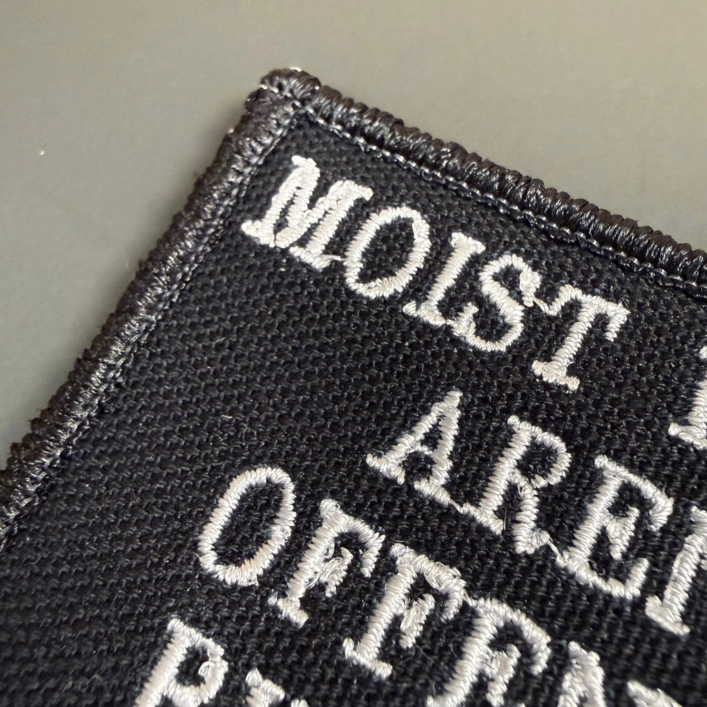 Moist People Aren’t Offended by Typos Funny Morale Patch | Made in USA | VELCRO® Brand Hook Backing