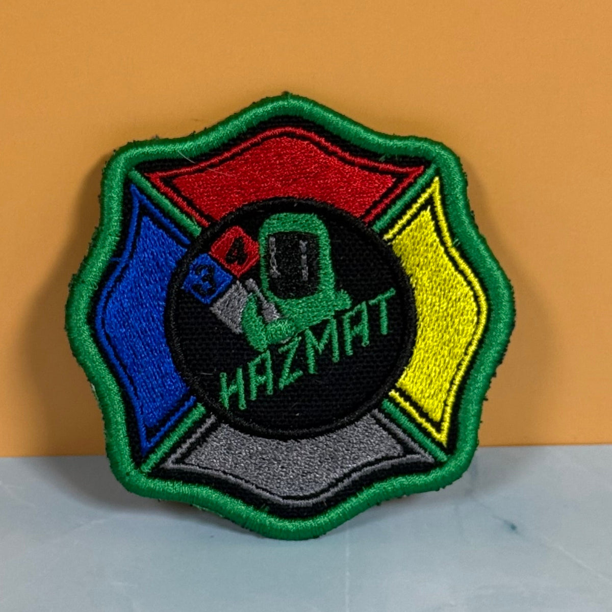 Fire Department Hazardous Materials Team HAZMAT Morale Patch | Made in USA | VELCRO® Brand Hook Backing