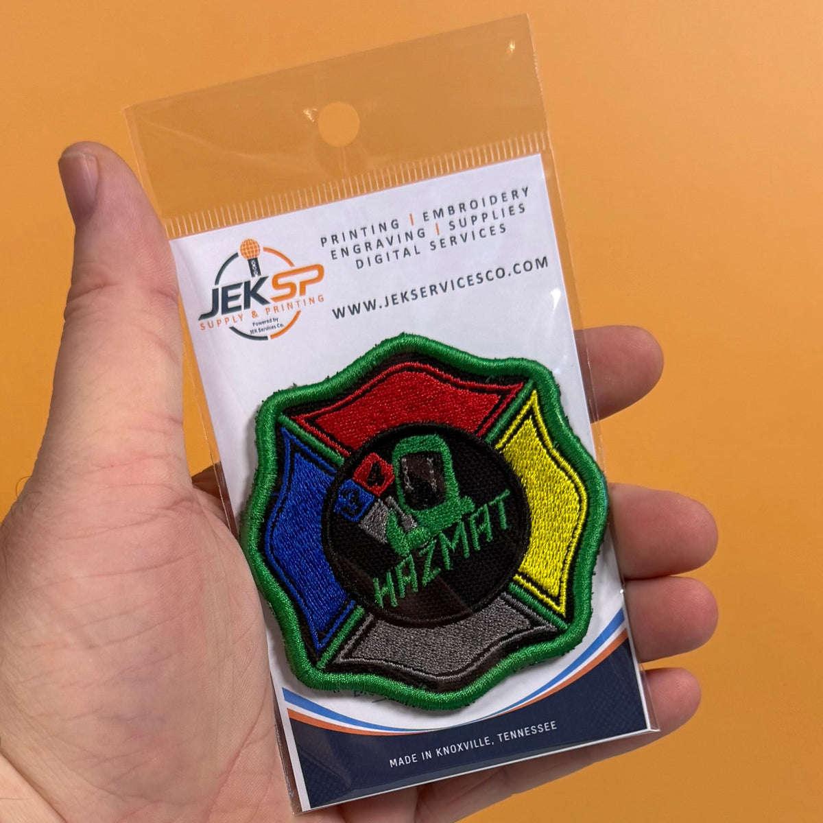Fire Department Hazardous Materials Team HAZMAT Morale Patch | Made in USA | VELCRO® Brand Hook Backing