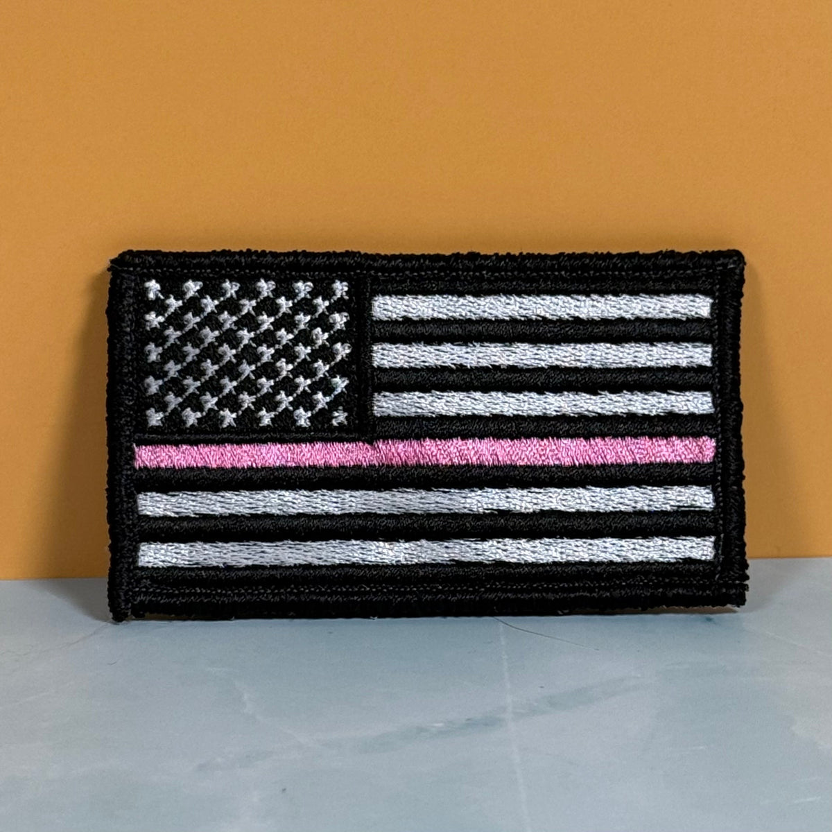 Breast Cancer Awareness Thin Pink Line American Flag Patch | Made in USA | VELCRO® Brand Hook Backing