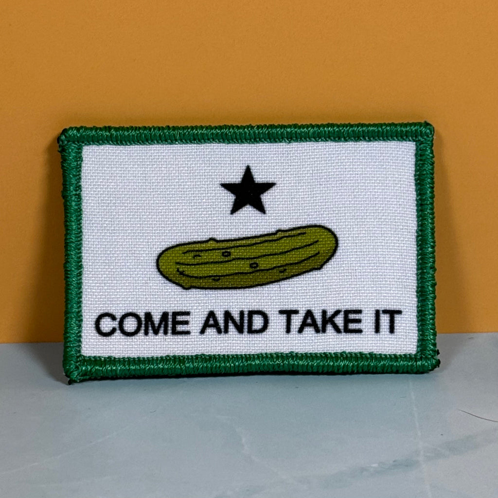 Come and Take It Pickle Funny Texas Style Morale Patch | Made in USA | VELCRO® Brand Hook Backing
