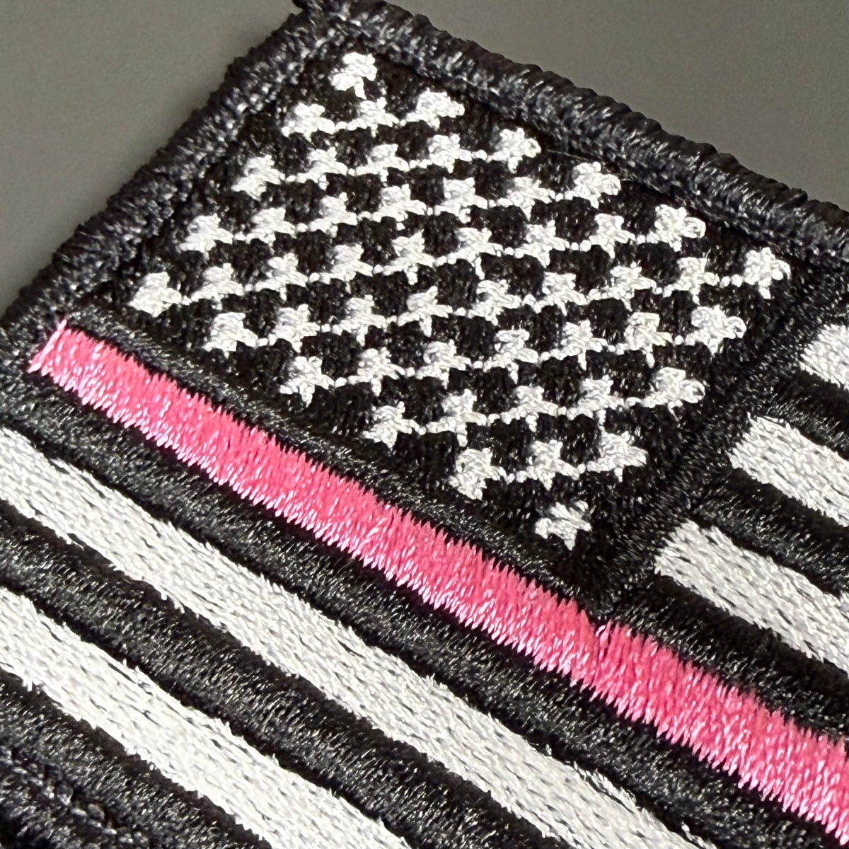 Breast Cancer Awareness Thin Pink Line American Flag Patch | Made in USA | VELCRO® Brand Hook Backing