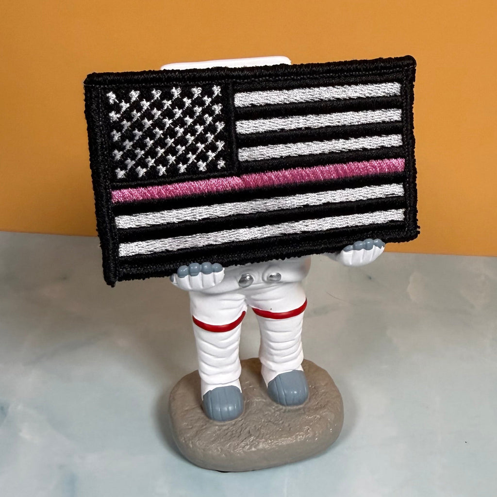 Breast Cancer Awareness Thin Pink Line American Flag Patch | Made in USA | VELCRO® Brand Hook Backing