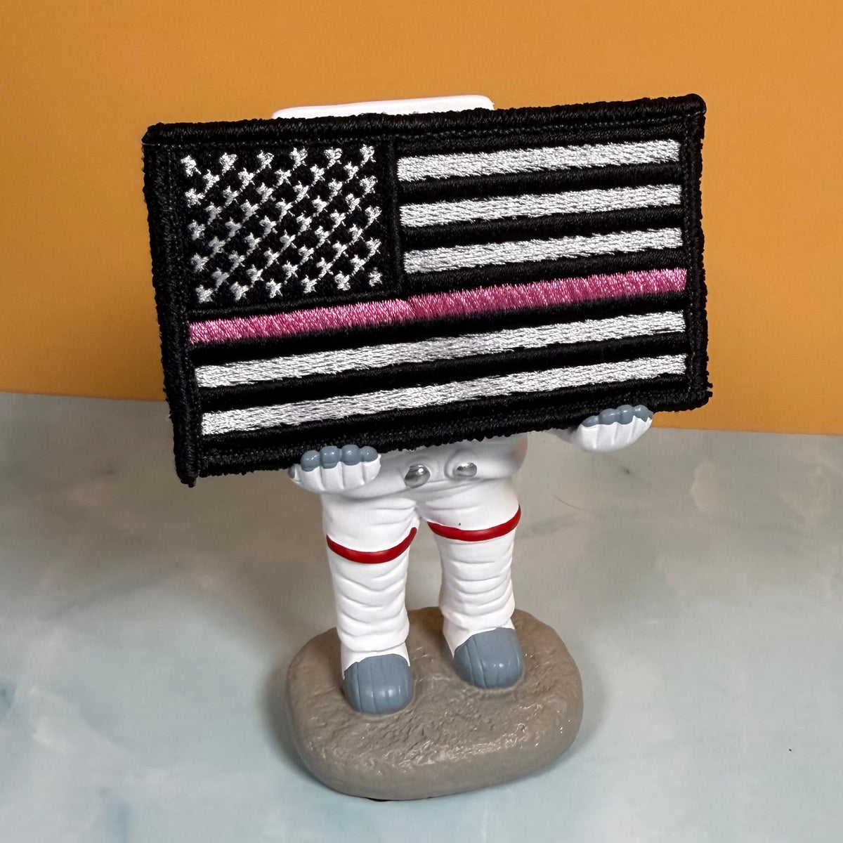 Breast Cancer Awareness Thin Pink Line American Flag Patch | Made in USA | VELCRO® Brand Hook Backing