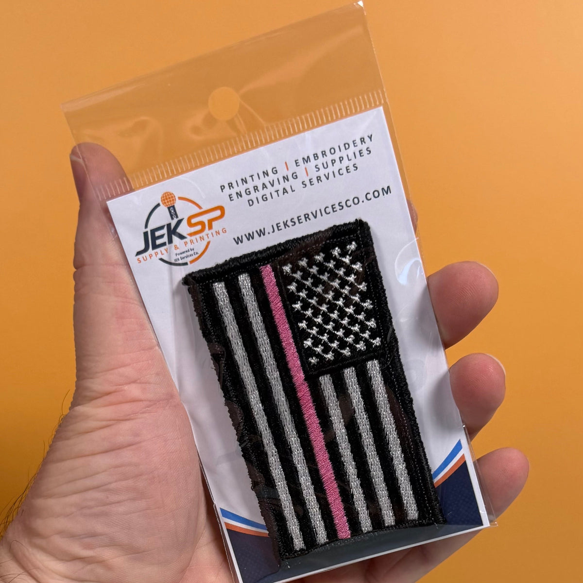 Breast Cancer Awareness Thin Pink Line American Flag Patch | Made in USA | VELCRO® Brand Hook Backing