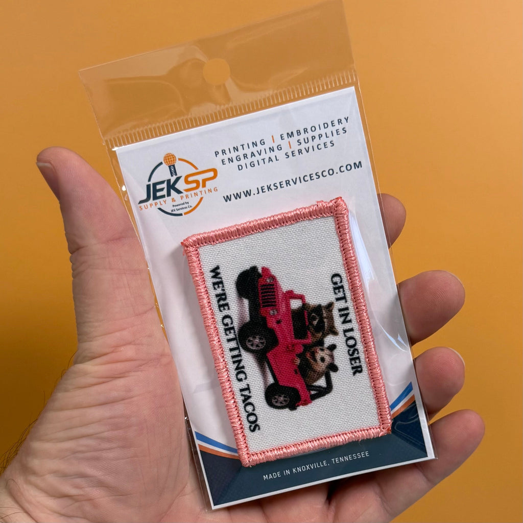 Get In Loser, We're Getting Tacos Funny Morale Patch | Made in USA | VELCRO® Brand Hook Backing