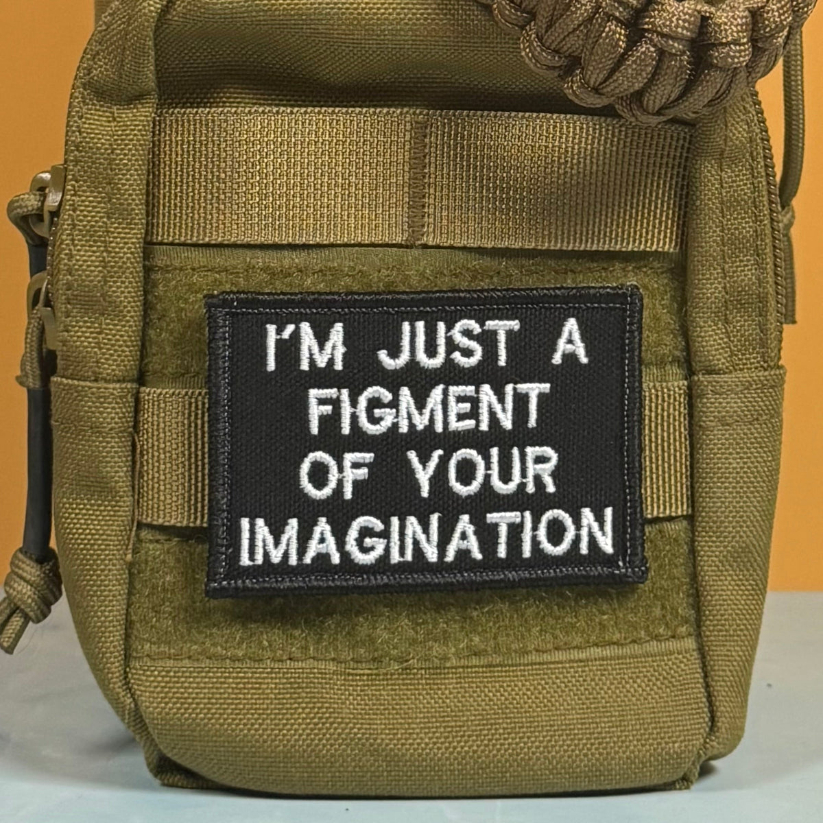 I'm Just A Figment Of Your Imagination Funny Morale Patch, 2x3" | Made in USA | VELCRO® Brand Hook Backing