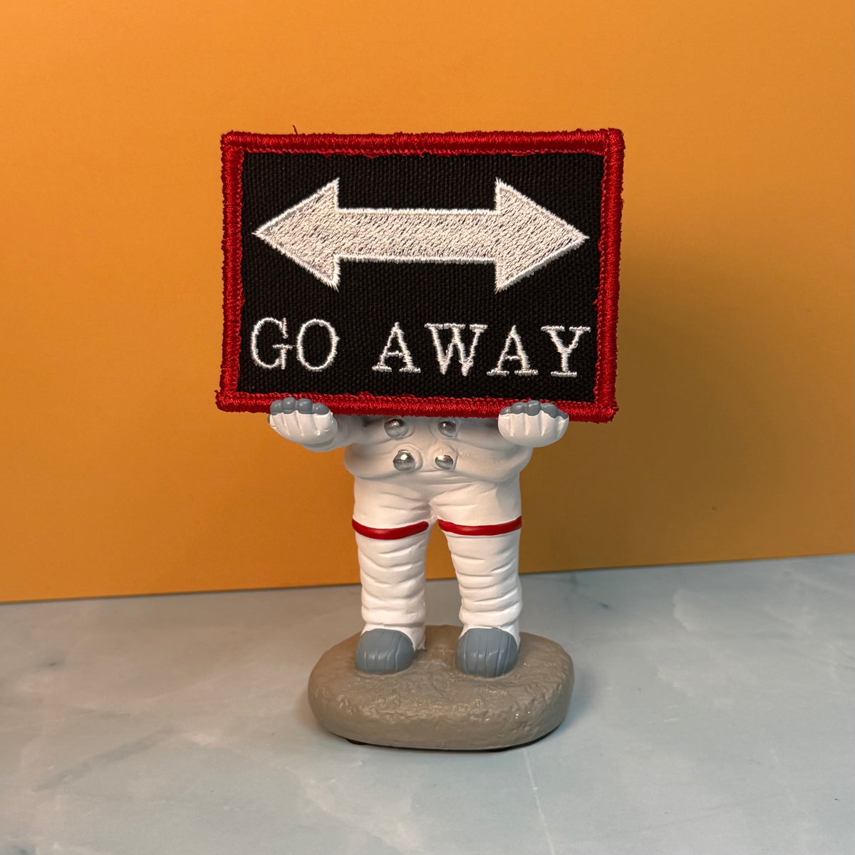 Go Away Funny Morale Patch | Made in USA | VELCRO® Brand Hook Backing