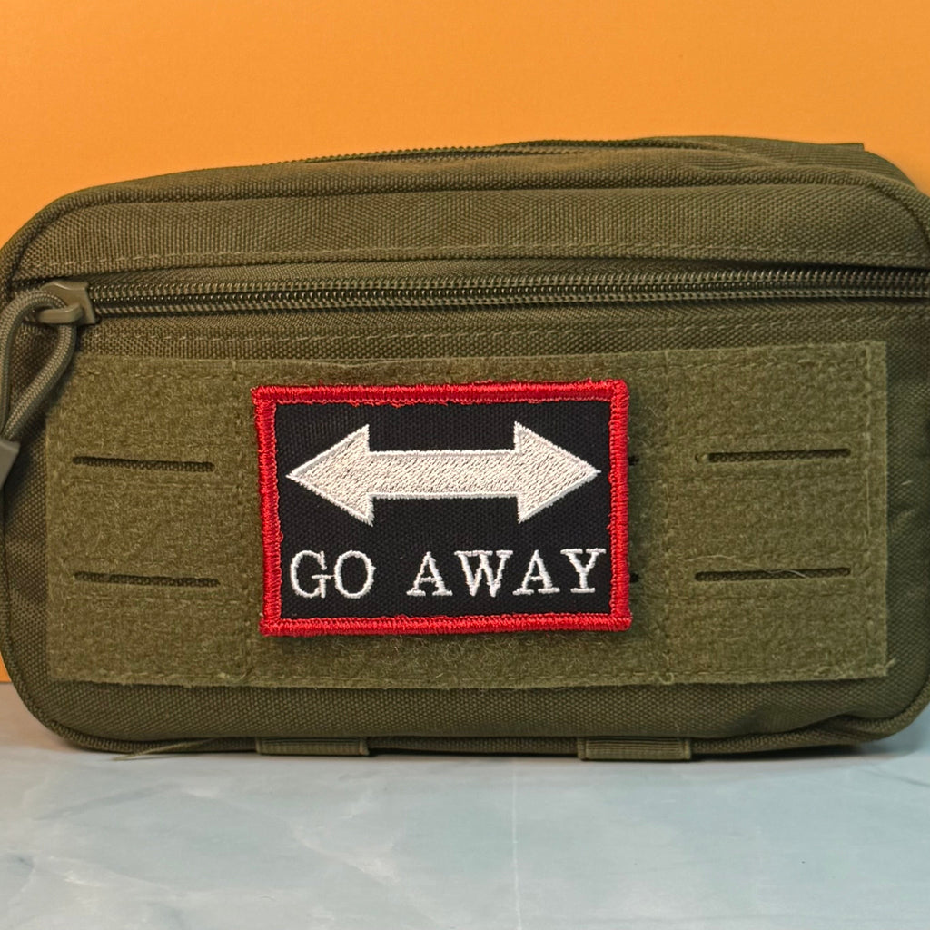 Go Away Funny Morale Patch | Made in USA | VELCRO® Brand Hook Backing