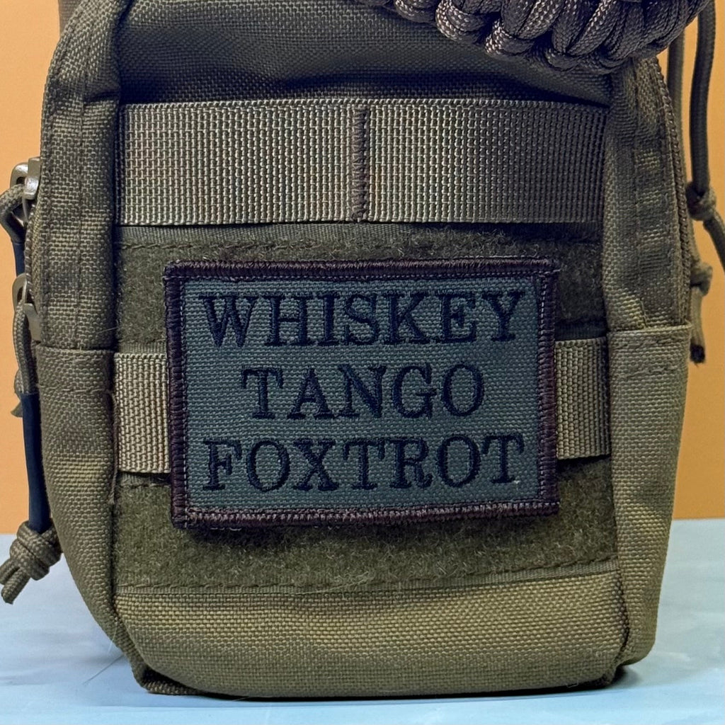 Whiskey Tango Foxtrot WTF Funny Morale Patch, 2x3" | Made in USA | VELCRO® Brand Hook Backing