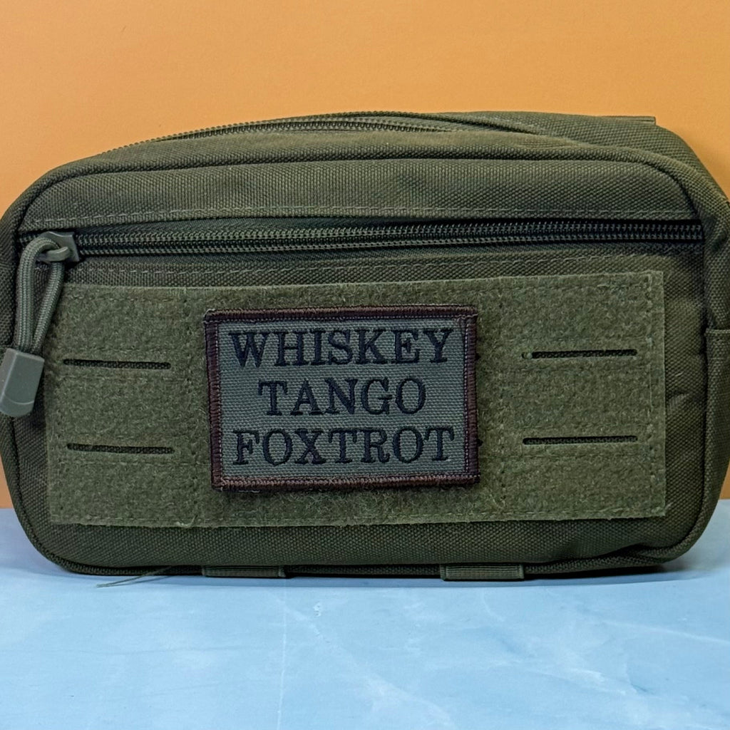 Whiskey Tango Foxtrot WTF Funny Morale Patch, 2x3" | Made in USA | VELCRO® Brand Hook Backing