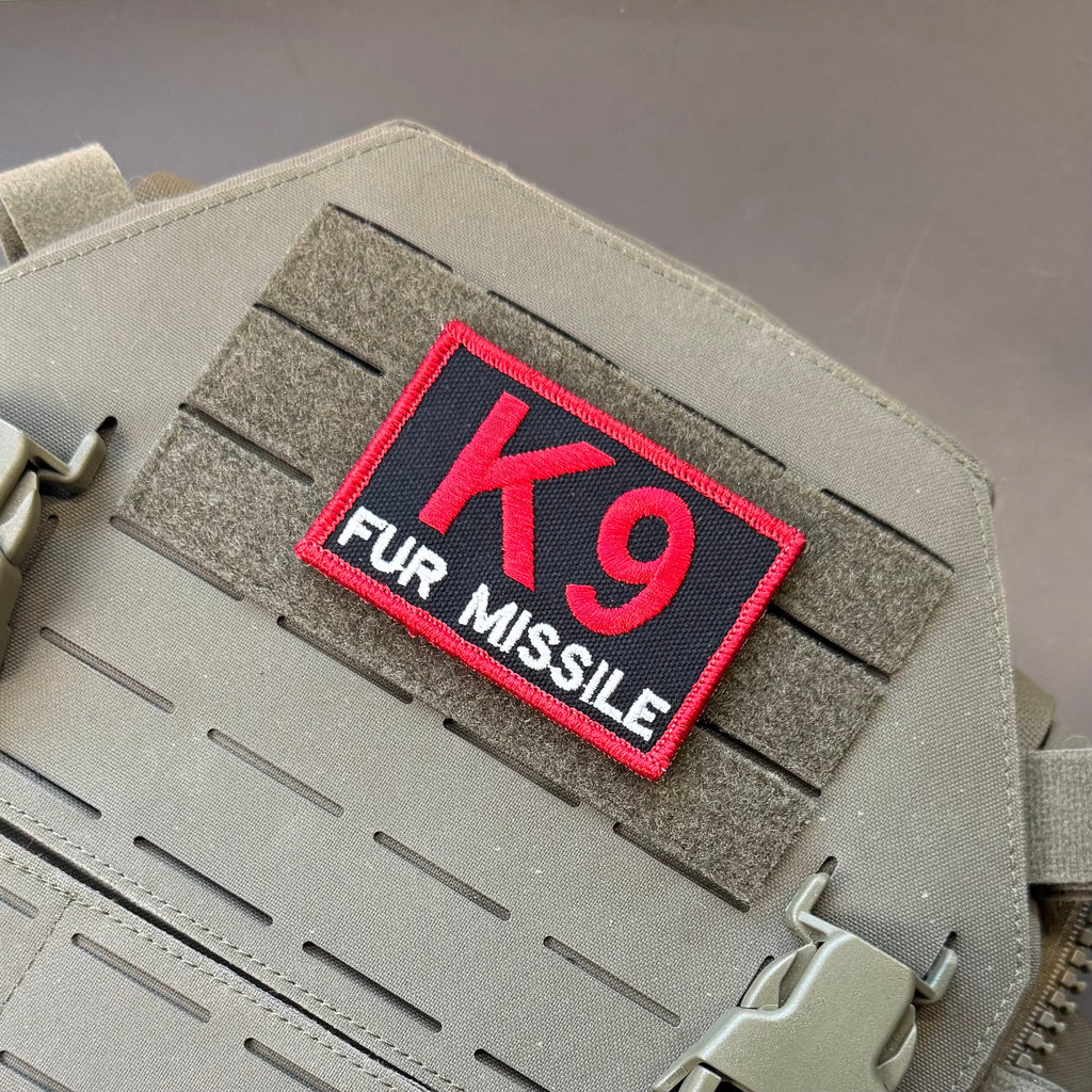 K-9 Fur Missile Funny Dog Morale Patch | Made in USA | VELCRO® Brand Hook Backing
