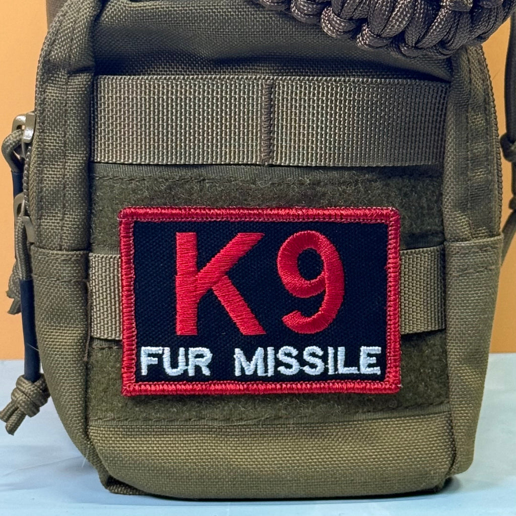 K-9 Fur Missile Funny Dog Morale Patch | Made in USA | VELCRO® Brand Hook Backing