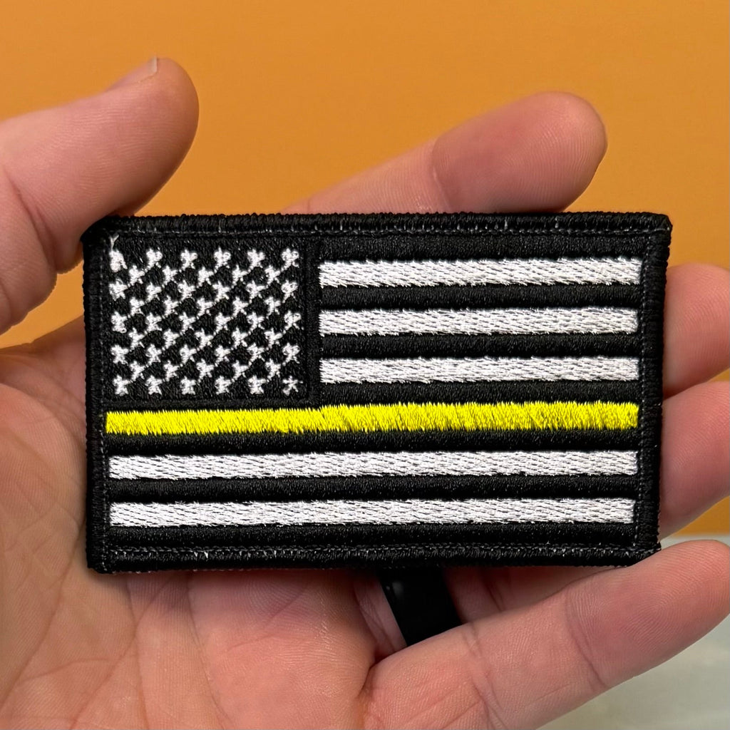 Thin Yellow Line American Flag Patch | Made in USA | VELCRO® Brand Hook Backing
