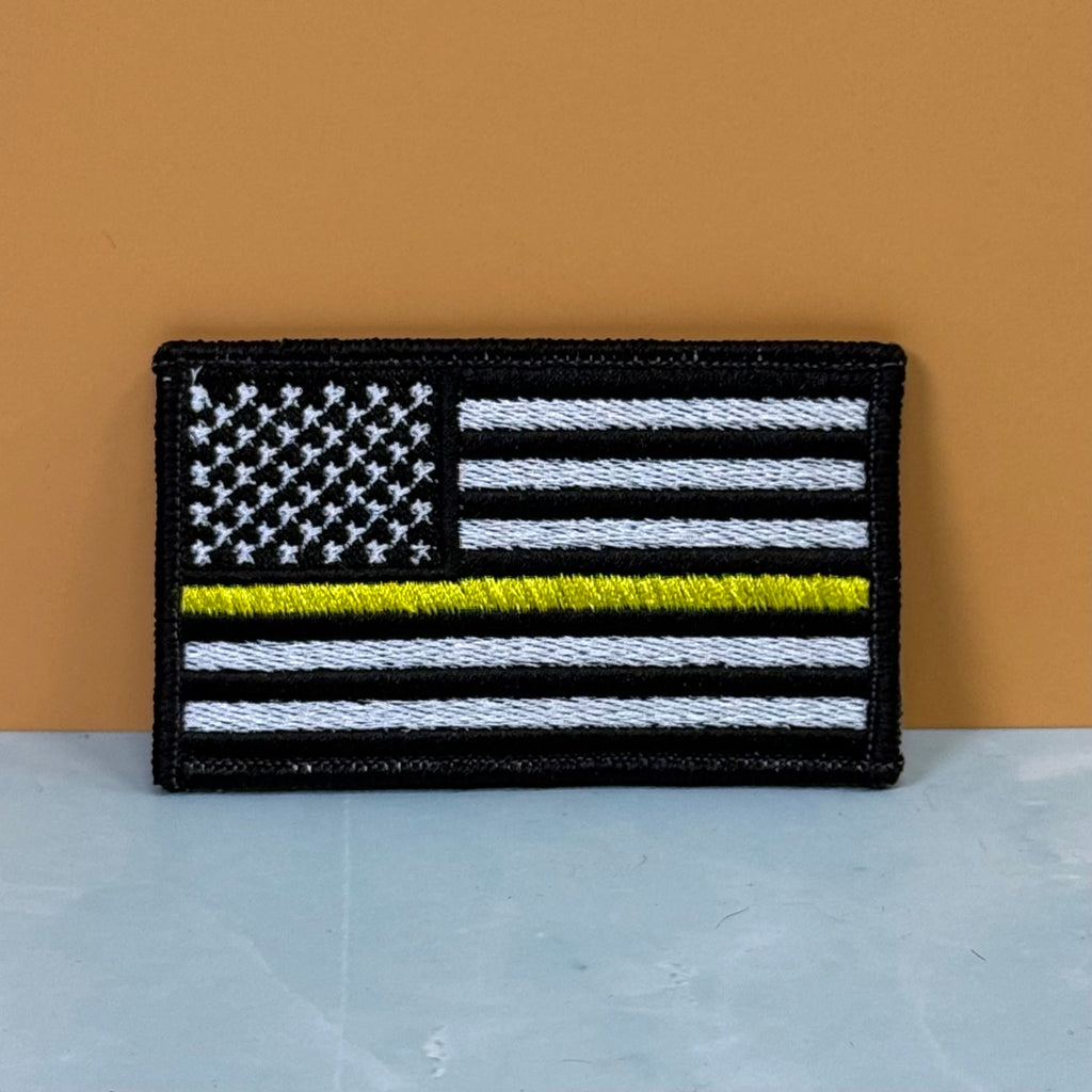 Thin Yellow Line American Flag Patch | Made in USA | VELCRO® Brand Hook Backing