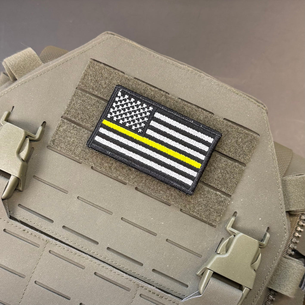 Thin Yellow Line American Flag Patch | Made in USA | VELCRO® Brand Hook Backing