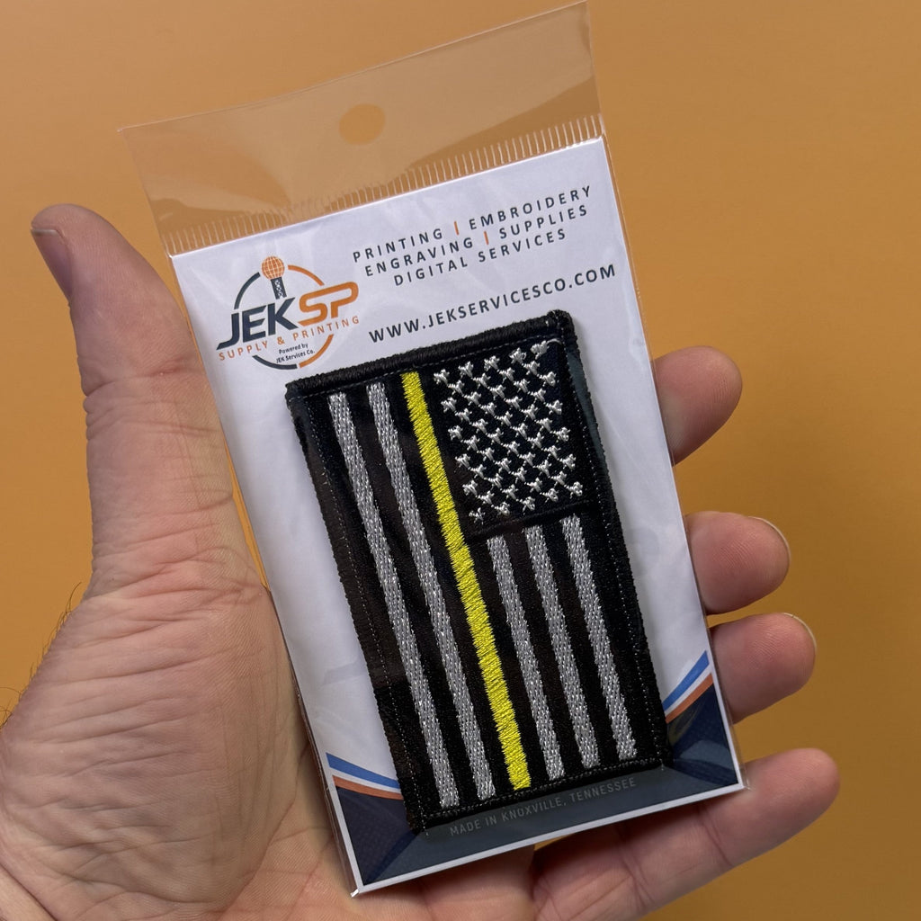 Thin Yellow Line American Flag Patch | Made in USA | VELCRO® Brand Hook Backing