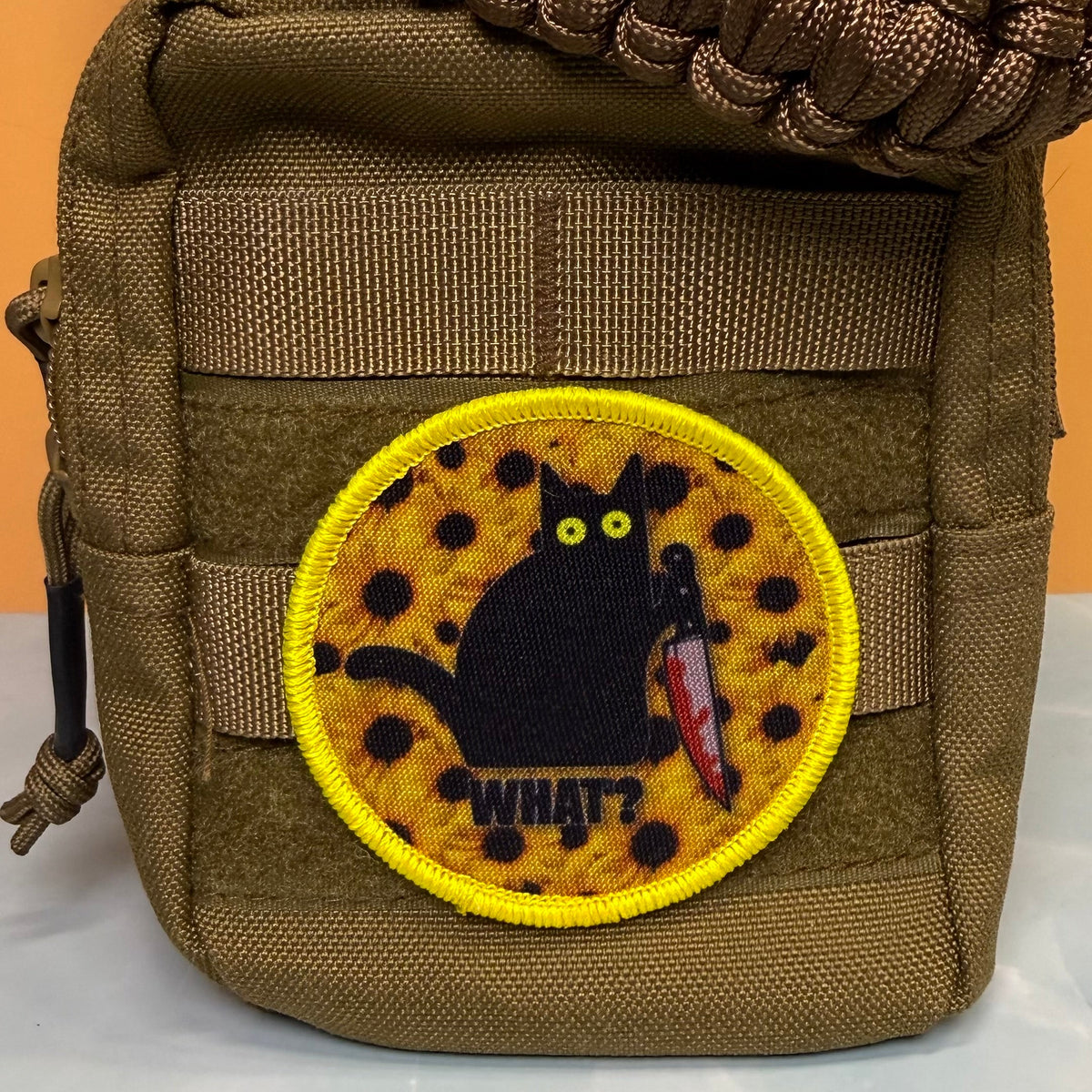 Murder Cat & Sunflowers Funny Morale Patch, 3" Round | Made in USA | VELCRO® Brand Hook Backing