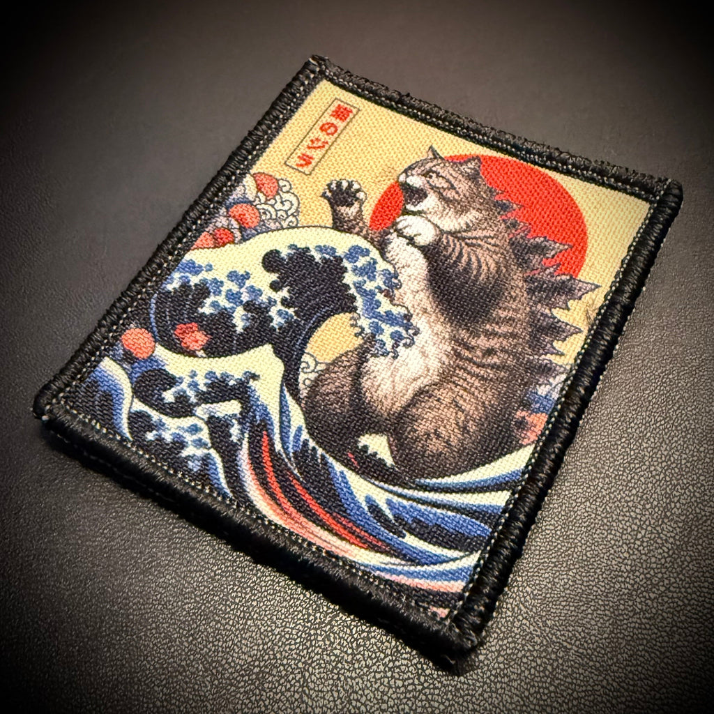 Catzilla Funny Cat Morale Patch, 2.5x3" | Made in USA | VELCRO® Brand Hook Backing