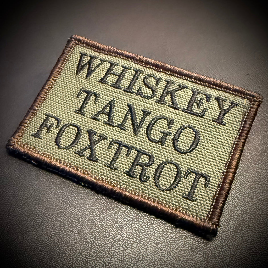 Whiskey Tango Foxtrot WTF Funny Morale Patch, 2x3" | Made in USA | VELCRO® Brand Hook Backing