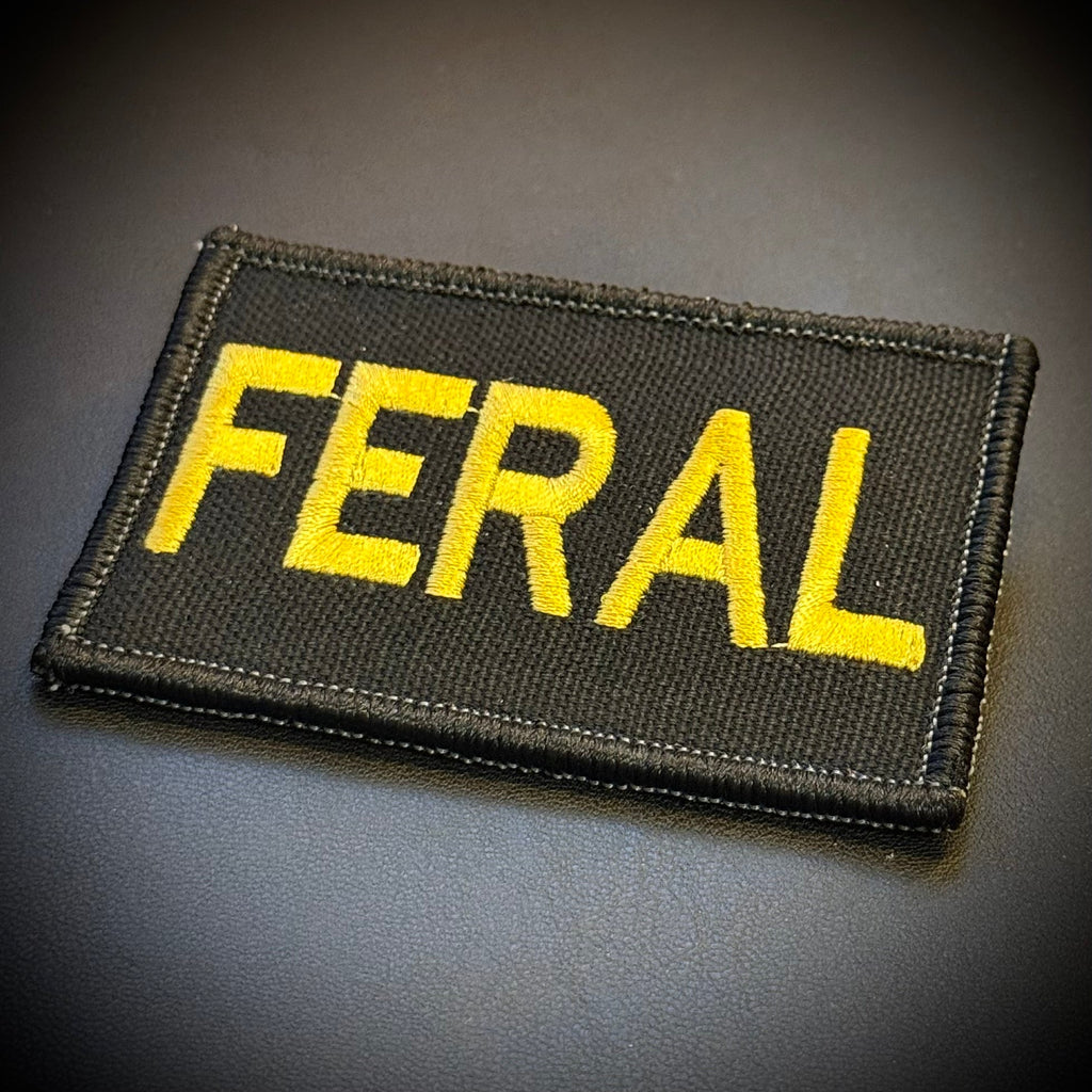Feral & Wild Funny Morale Patch, 2x3" | Made in USA | VELCRO® Brand Hook Backing