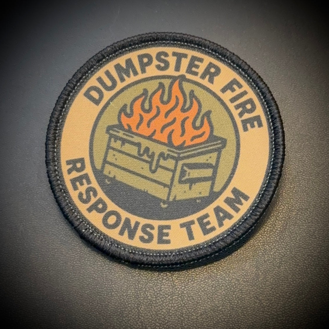 Dumpster Fire Response Team Funny Tactical Morale Patch, 3" Round | Made in USA | VELCRO® Brand Hook Backing
