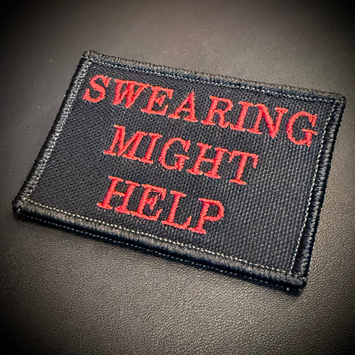 Swearing Might Help Funny Morale Patch, 2x3" | Made in USA | VELCRO® Brand Hook Backing