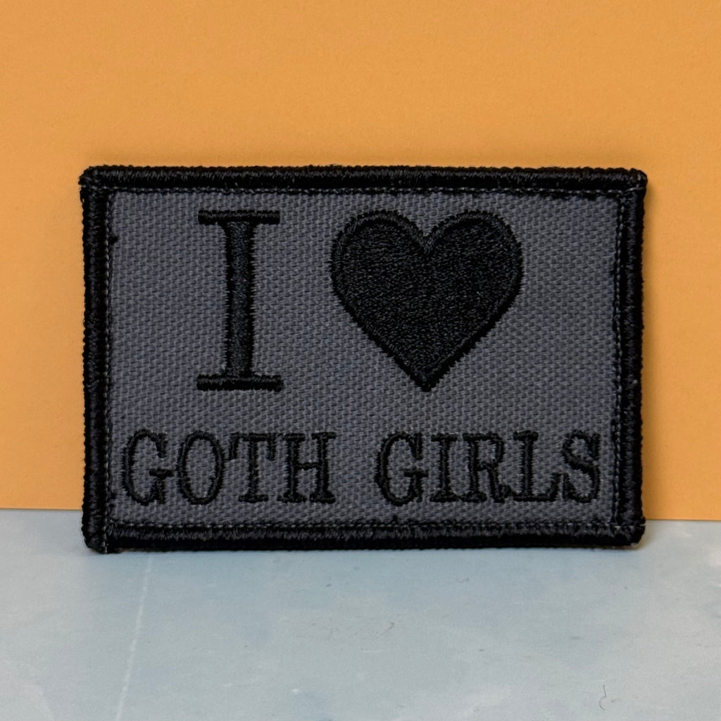 I Love Goth Girls Funny Morale Patch | Made in USA | VELCRO® Brand Hook Backing