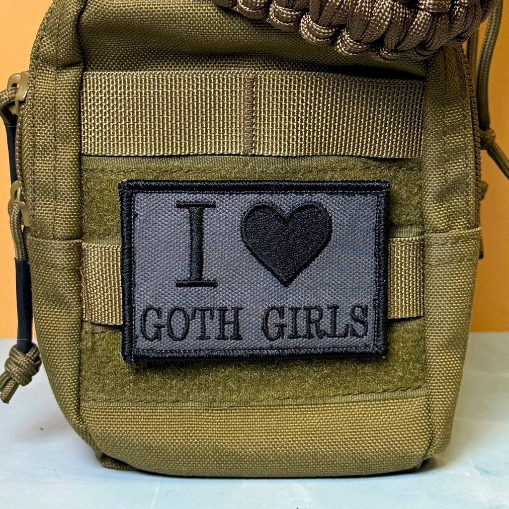 I Love Goth Girls Funny Morale Patch | Made in USA | VELCRO® Brand Hook Backing