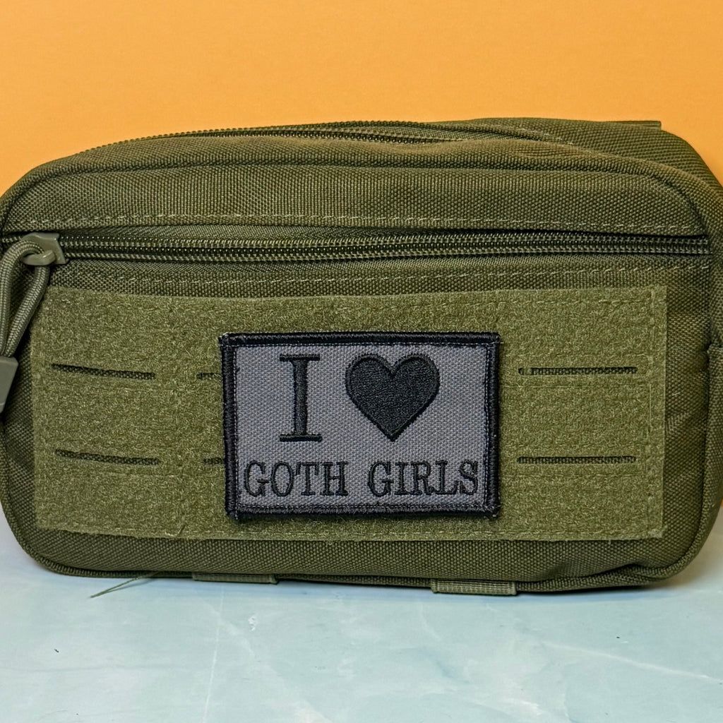 I Love Goth Girls Funny Morale Patch | Made in USA | VELCRO® Brand Hook Backing