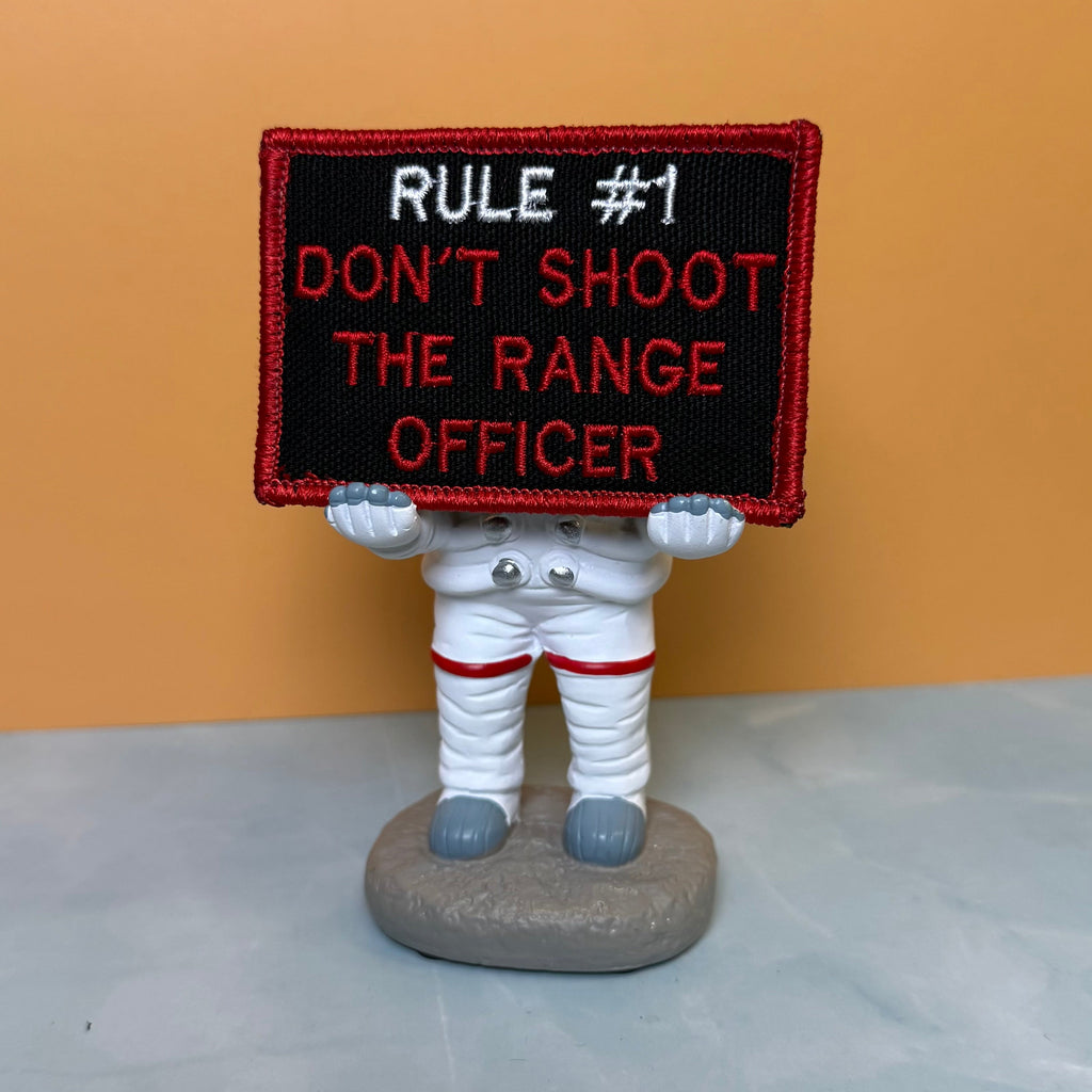 Rule #1 Don't Shoot The Range Officer Funny Morale Patch, 2x3" | Made in USA | VELCRO® Brand Hook Backing