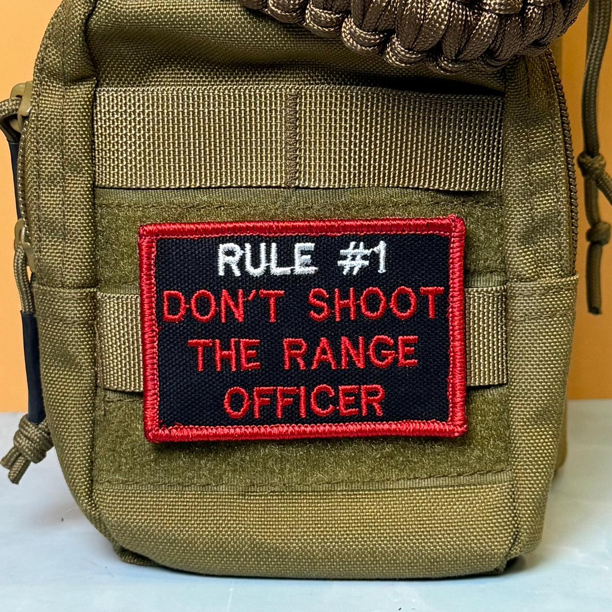 Rule #1 Don't Shoot The Range Officer Funny Morale Patch, 2x3" | Made in USA | VELCRO® Brand Hook Backing